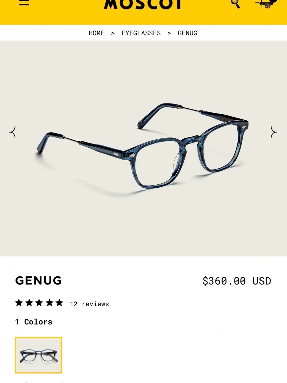MOSCOT Tortoiseshell Eyeglasses with Black Case